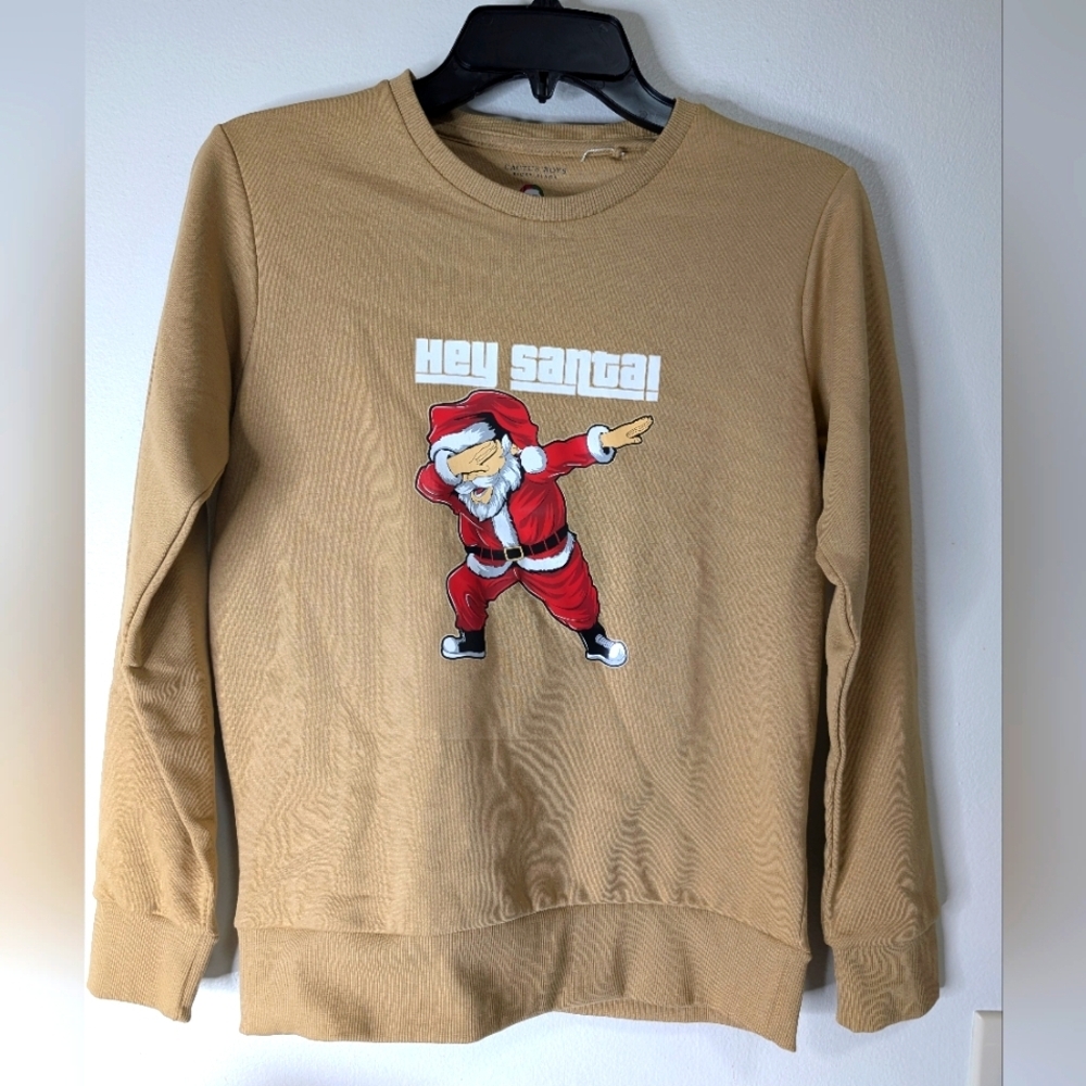 Cactus Boy Tan Hey Santa ! Long Sleeve Sweatshirt..Size 11/12